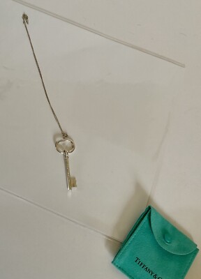 ASHA Engraved Tiffany & Co.  Skeleton Key Pendant Necklace 925 Sterling Silver
