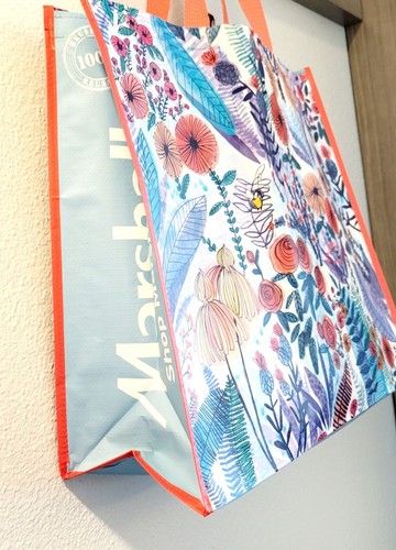 NEW Marshalls Shopping Bag Floral Flowers Leaves Multicolor Reusable Tote