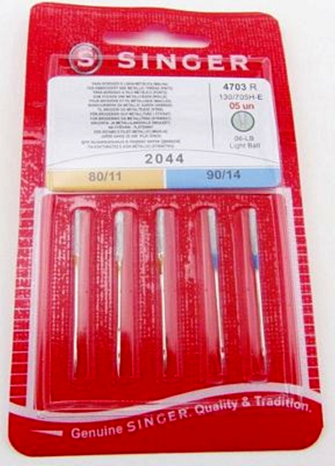 Singer Embroidery Sewing Machine Needles 2044ASC Sizes 80/1190/14