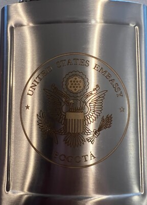 Rare US EMBASSY BOGOTA COLOMBIA Stainless Steel 8 oz Flask