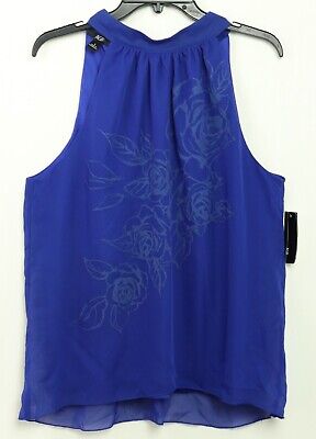 New Womens AGB Royal Blue Sleeveless Blouse Top L
