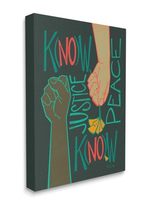 Stupell Industries Justice, Know Peace Hands in Social Statement, Design by K...