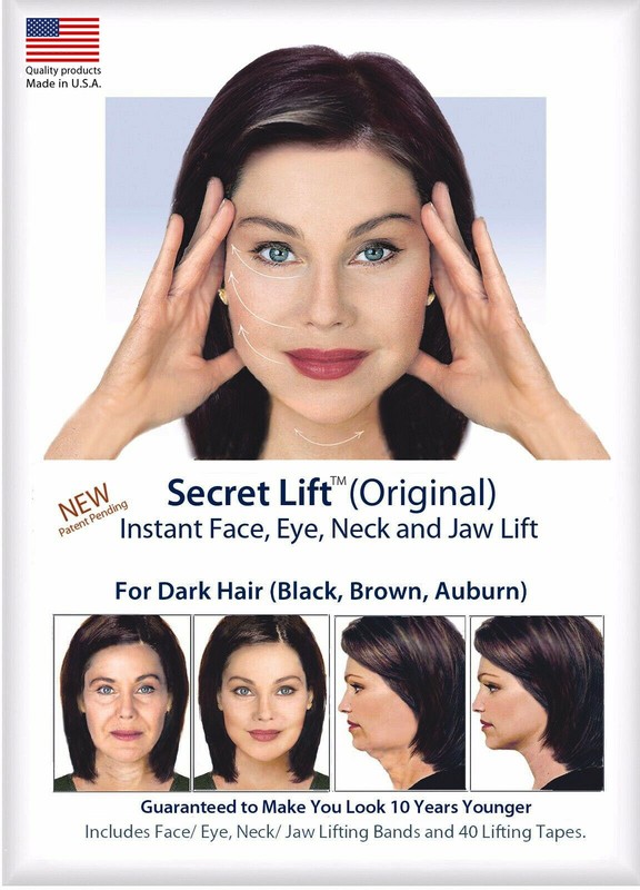 Instant Face, Neck and Eye Lift (Dark Hair) Facelift Tapes & Bands Secret Lift