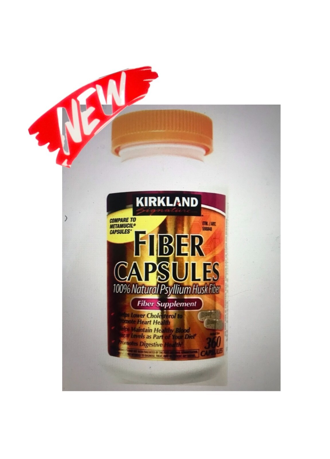 New Kirkland Signature Fiber Capsules 100 Psyllium Husk,