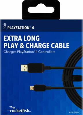 Rocketfish- Extra Long 9' Play + Charge Cable For PlayStation 4 - Black