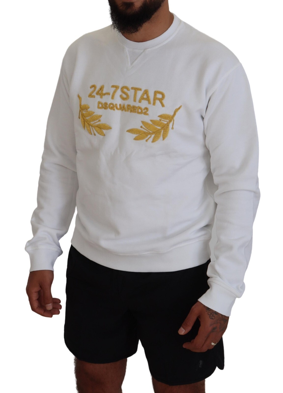 Pre-owned Dsquared2 Sweater White Embroidered Crewneck Sweatshirt It46/us36/s Rrp 660usd