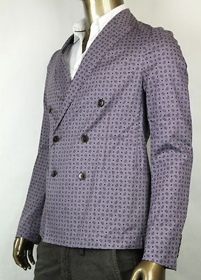 Pre-owned Gucci $2260  Mens Paisley Flower Print Jacket Blazer Purple 333510 5463