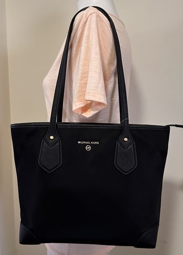 ☆Michael Kors☆ EVA S Nylon Gabardine Top-Zip トート NAVY♪ Michael Kors Eva Nylon Gabardine Navy Blue Small Tote Bag | eBay