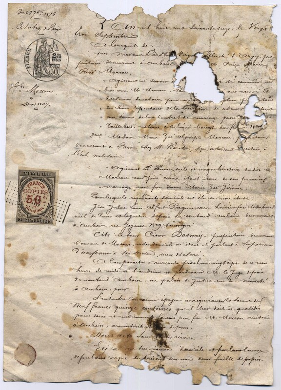 Citation Par Ragueneau Huissier De Justice Ã  Amboise Le 25 Septembre 1876