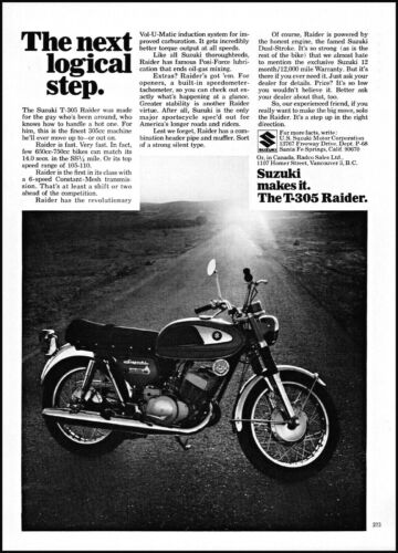 1968 Suzuki T-305 Raider Motorcycle Deserted Road vintage photo print ad ads67
