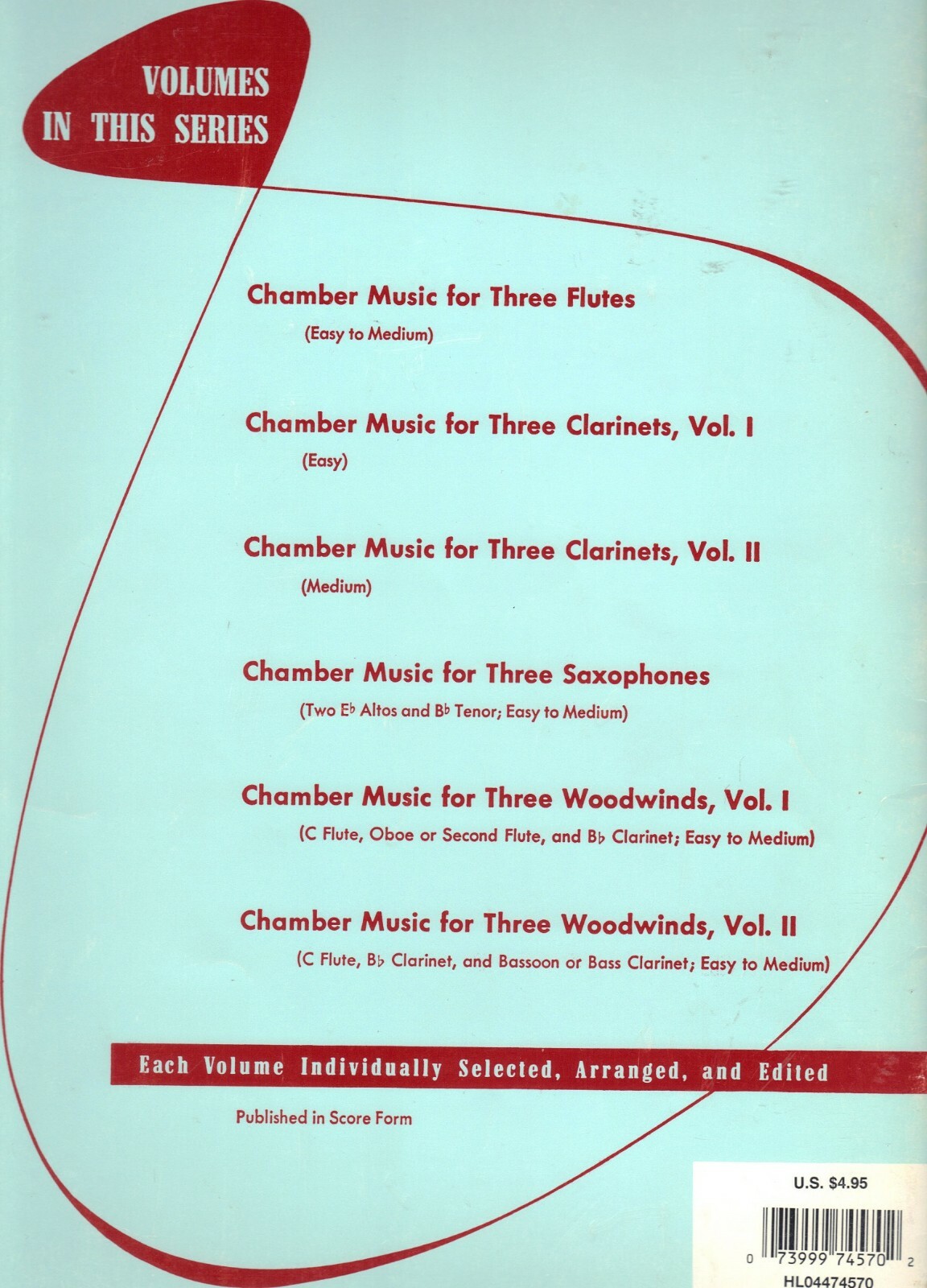 Vtg Chamber Music For 3 Saxophones For Study Concert Recreation Contest