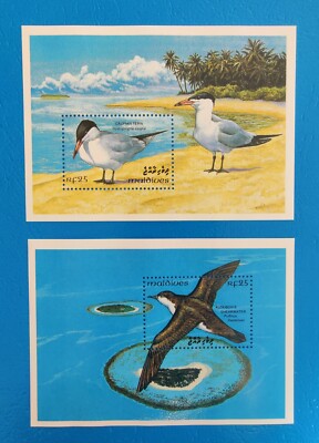 MALDIVES 1993 SEA BIRDS 2 x M/S - TERN SHEARWATER - bird stamps MNH