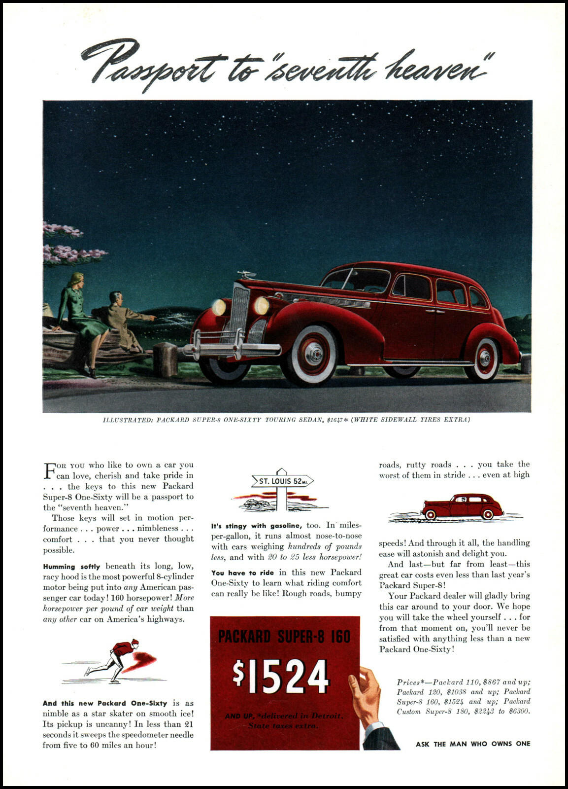 1940 Packard Super 8 160 Touring Sedan Car Starry Sky Vintage Art Print Ad S4のebay公認海外通販 セカイモン