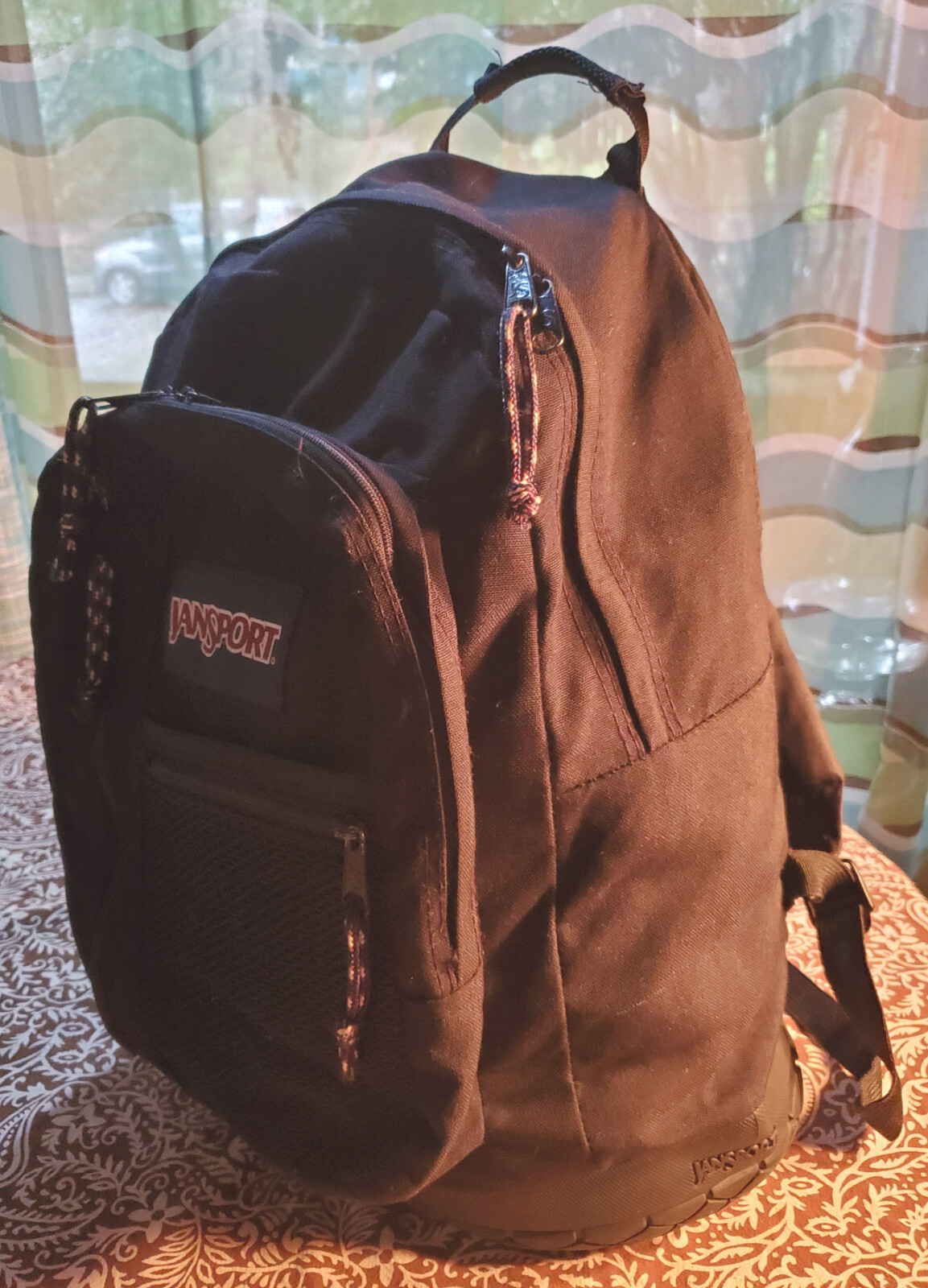 Vintage Black RubberBottom JANSPORT Backpack Heavy Duty Roomy Lots