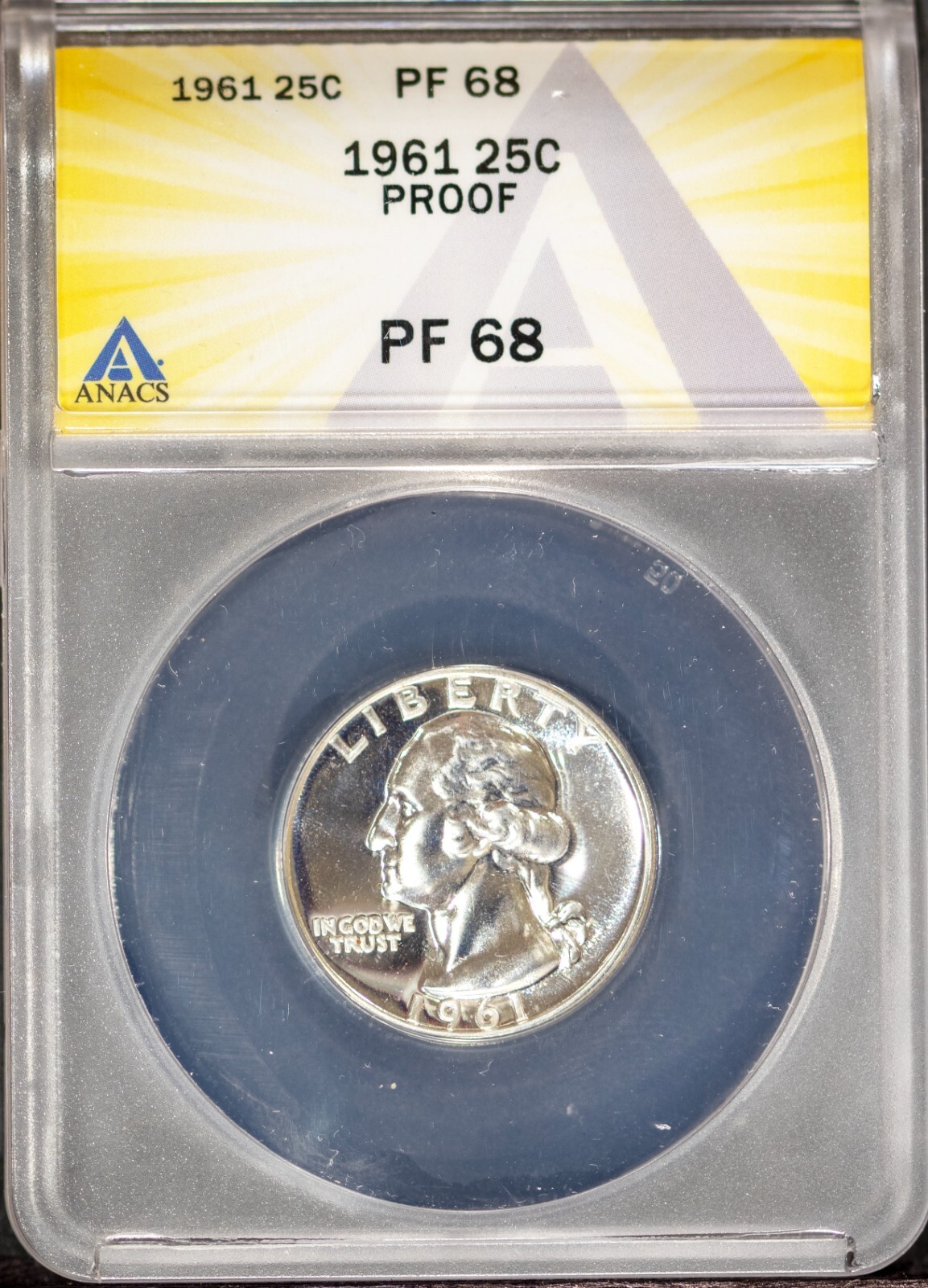 1961 25c Silver Washington Quarter PF 68 ANACS # 7695756 + Bonus