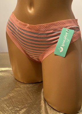 NWT Honeydew Thong Panty Modal Blend Riley Heather Gray Coral Stripe Size L