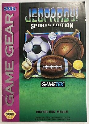 Jeopardy! Sports Edition Manual, Sega Game Gear
