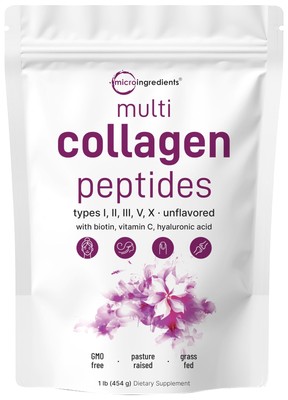 Multi Collagen Peptides Powder 16Oz Hydrolyzed Protein Peptide Type I,II,III,V,X