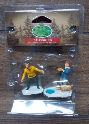 Lemax Enchanted Forest Accessory ~ Goin Ice Fishing ~ 2 Pc