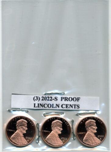 (3) 2022-S PROOF LINCOLN CENTS (LOT OF 3 COINS)