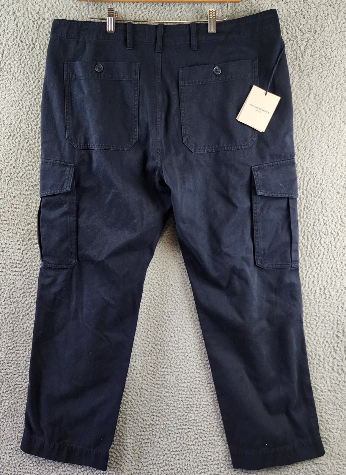 Officine Générale Kenny Pigment Dye Cargo Pants Men's 54 Dark Navy Zip & Button - Picture 5 of 15