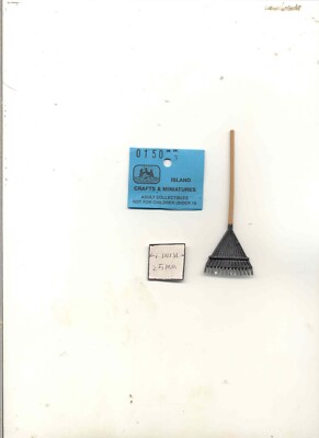 LEAF RAKE  -   1/12 scale dollhouse cast metal miniature   ISL0150 hand painted