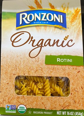 RONZONI ORGANIC ROTINI PASTA NET WT 16 OZ (454 G)