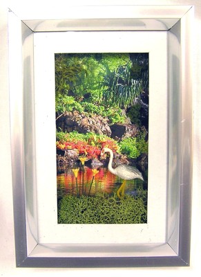 Handmade Miniature 6''x4'' Heron in Woods Bird Flamingo Framed Picture Wall Art 3D