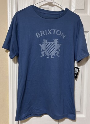 Brixton Logo Blue Short Sleeve Tshirt Men s Medium NWT