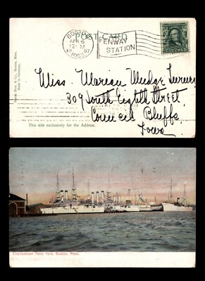 MayfairStamps US 1907 Massachusetts Charlestown Navy Yard Boston to Council Bluf