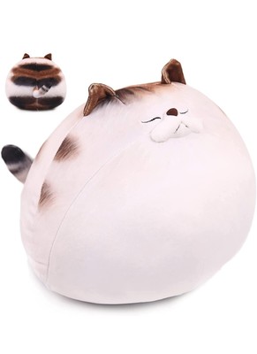 15.7'' Chubby Cat Plush Pillow, Cute Fat Kitty Stuffed Animal Soft Kitten Adorabl
