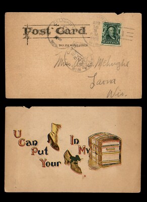 Mayfairstamps US Wisconsin Doane to Lanoa WI Put your shoes in My Trunk Postcard
