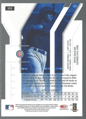 Eric Patterson 2004 Donress Elite X Edition Status AU Blue Ink 34/50 Card# 353