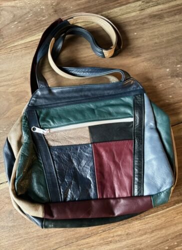 FABULOUS Vintage 80s Green Blue Red Black Leather Patchwork Shoulder Purse Bag | eBay FABULOUS Vintage 80s Green Blue Red Black Leather Patchwork Shoulder Purse Bag | eBay