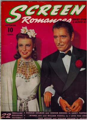 SCREEN ROMANCES July 1940 with GINGER ROGERS and RONALD COLEMAN
