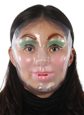 Young Female Mask Transparent Plastic Face Halloween