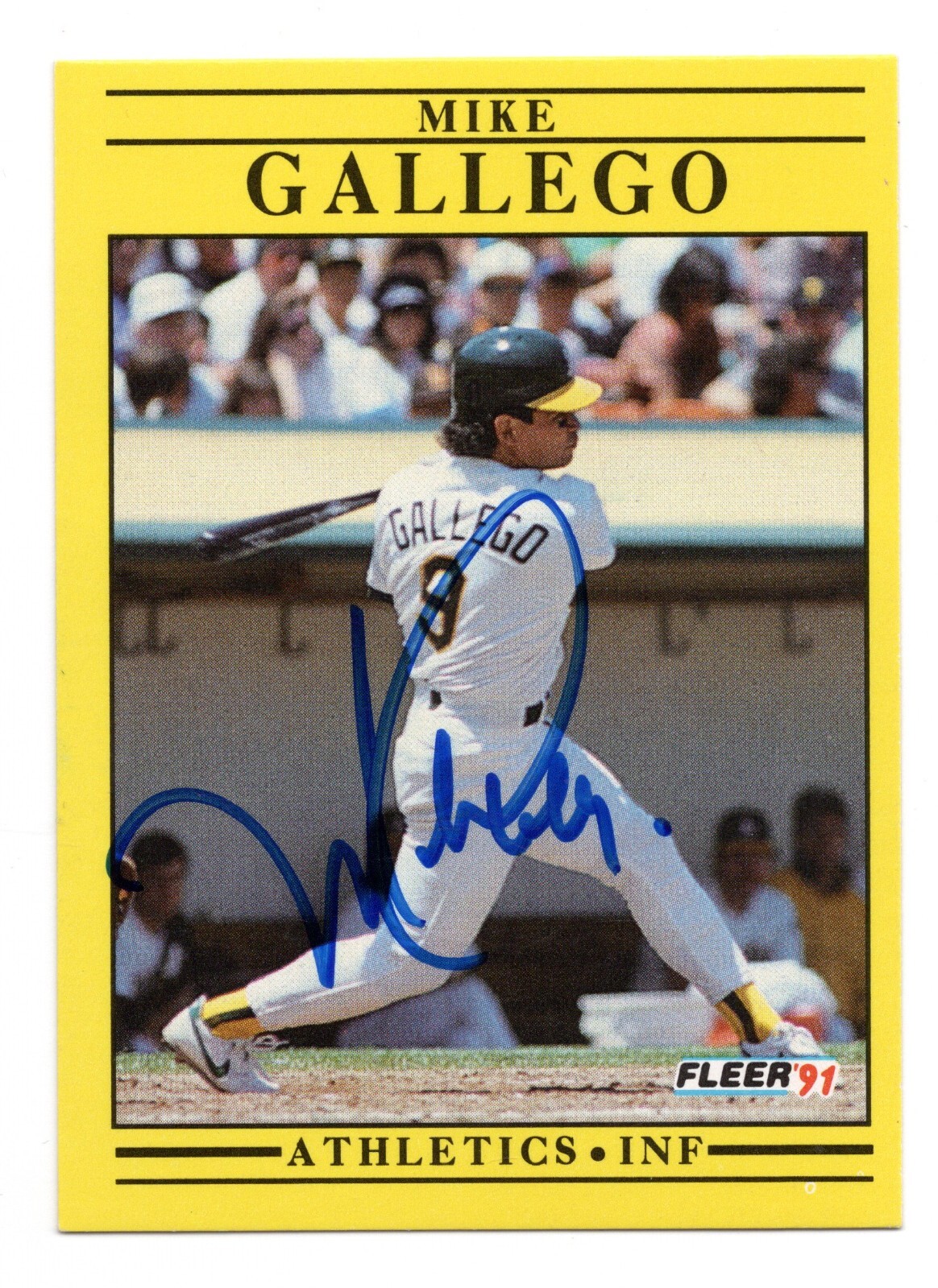 Mike Gallego Autograph On A 1991 Fleer - Oakland Athletics