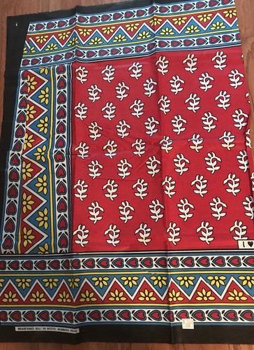 African Cotton Wrap Kanga Leso Sarong Size 42x124” Red White Yellow Blue Black