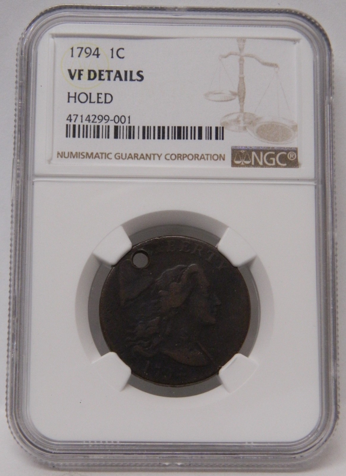 1794 Flowing Hair Large Cent NGC VF Details
