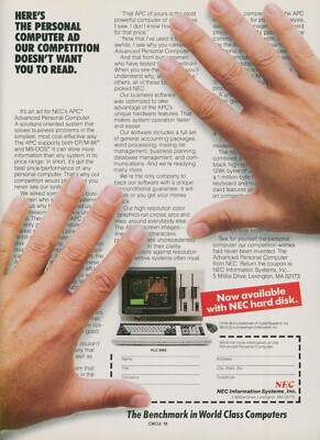 1983 NEC Benchmark Computers Competition Doesn't Want You To Read Ad PEC1