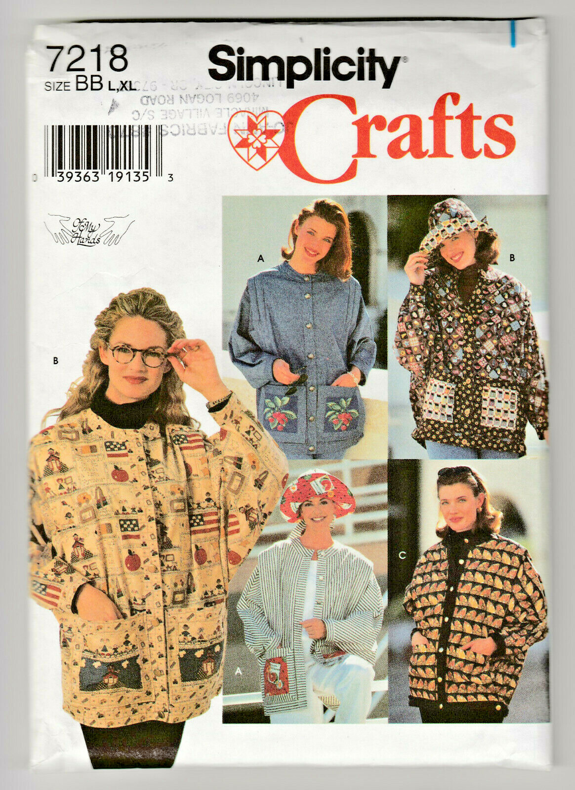 Simplicity 7218 Oversize Big Jacket-Coat-Hat Sz 18-20 22-24