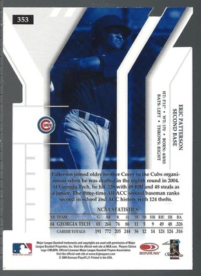 Eric Patterson 2004 Donress Elite X Edition Status AU Blue Ink 34/50 Card# 353