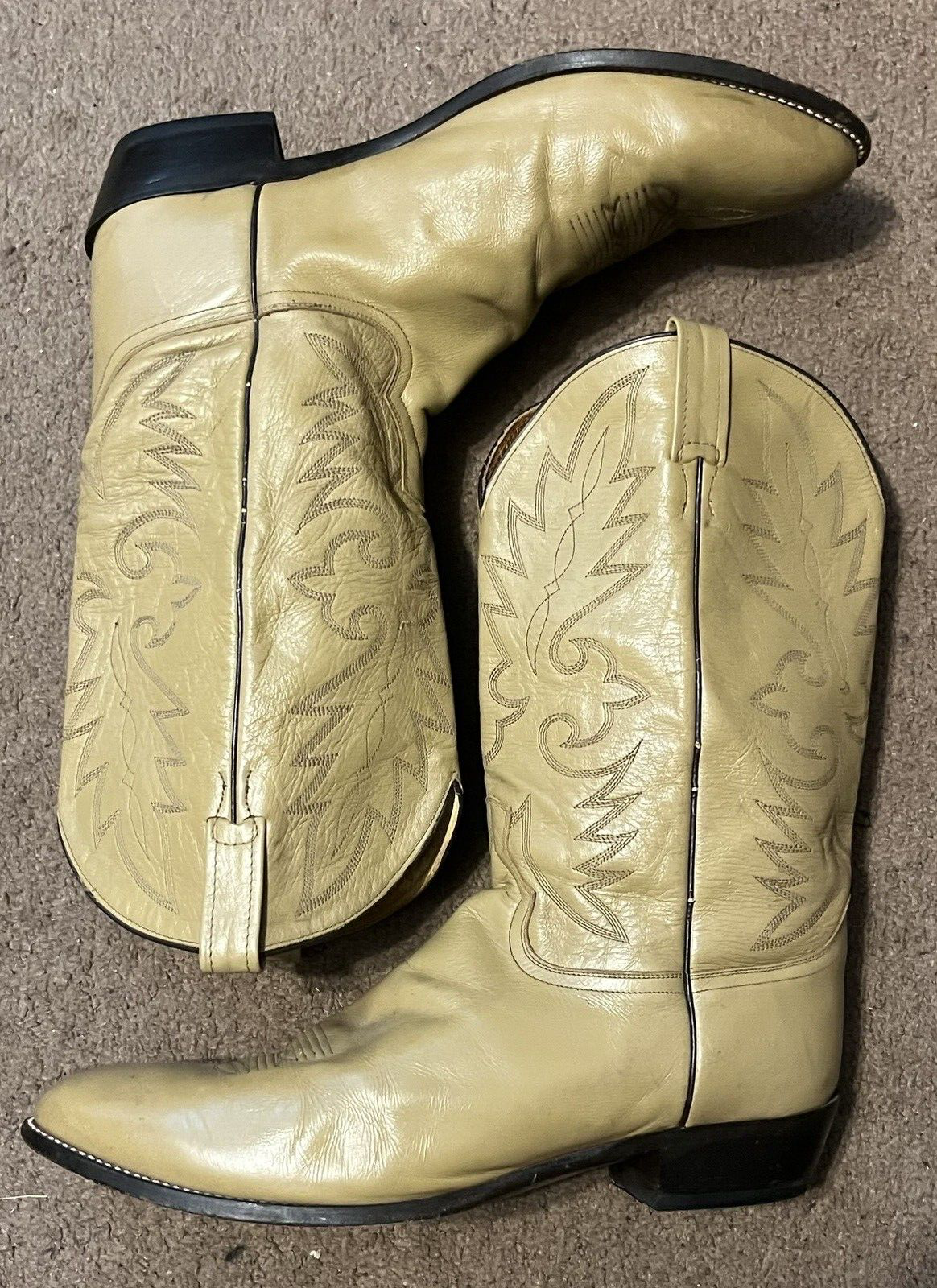 DAN POST, MEN'S 16 EW,  TAN LEATHER COWBOY WESTERN BOOTS, EUC!