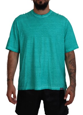 DSQUARED2 T-shirt Light Green Cotton Linen Short Sleeves Top IT48/US38/M 280usd