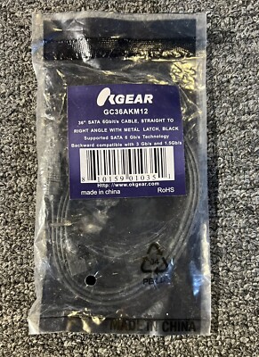OkGear GC36AKM12 36  SATA 6Gbit/s Cable, Straight To Right Angle W/ Metal Latch