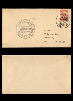 Mayfairstamps Mexico 1932 Mazatlan Grace Line Maiden Voyage Santa Rosa cover aak