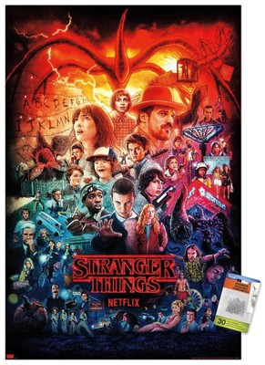 Netflix Stranger Things - Three Seasons One Sheet Wall Poster with Push Pins,...