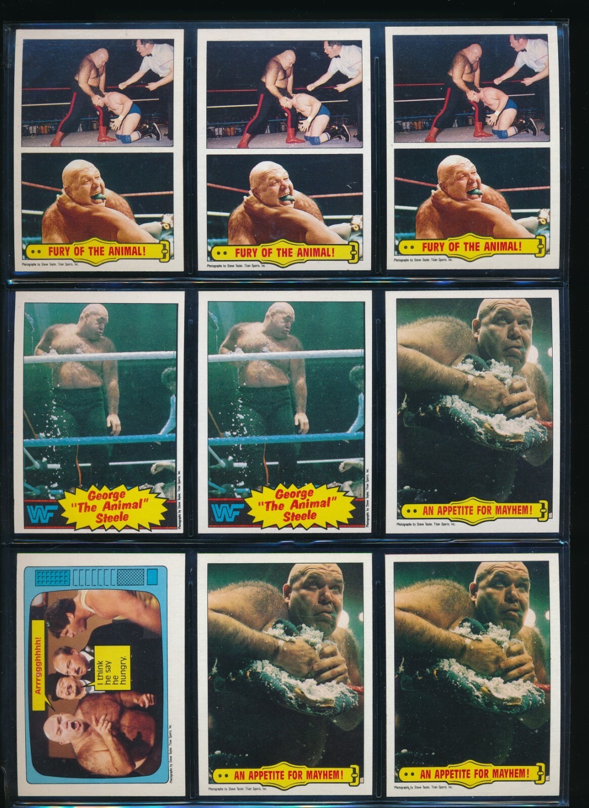 Lot (9) George the Animal Steele 1985 Topps #55 21 31 65