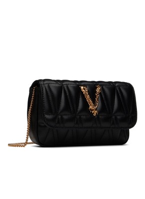 versace virtus mini black leather bag crossbody with chain