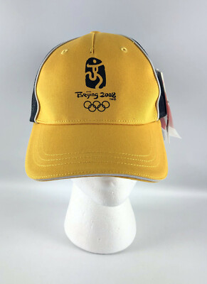 Beijing 2008 Olympics Adjustable Baseball Hat Yellow Black